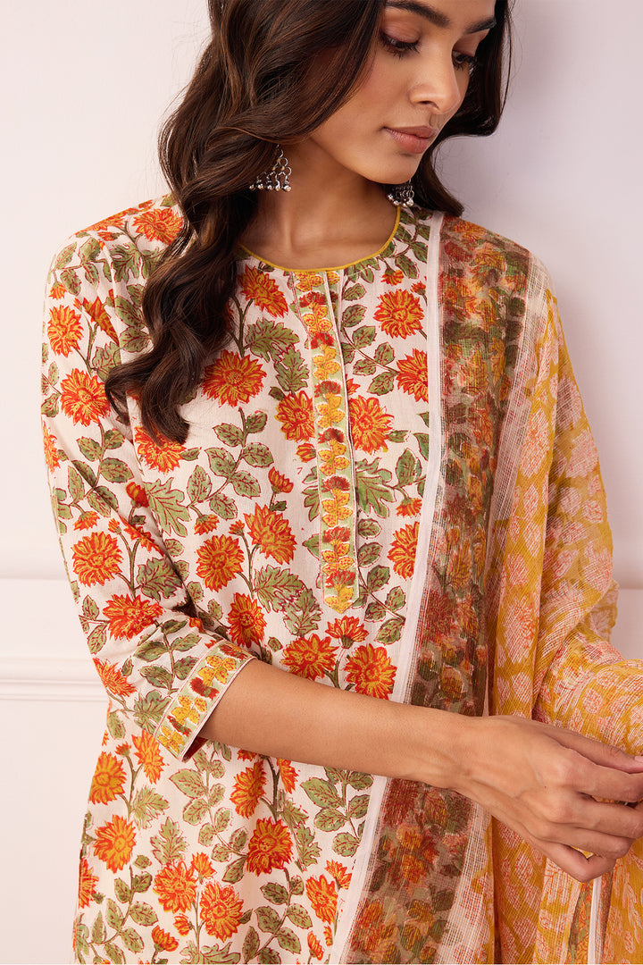 Gul-Posh Orange Cotton Suit Set of 3