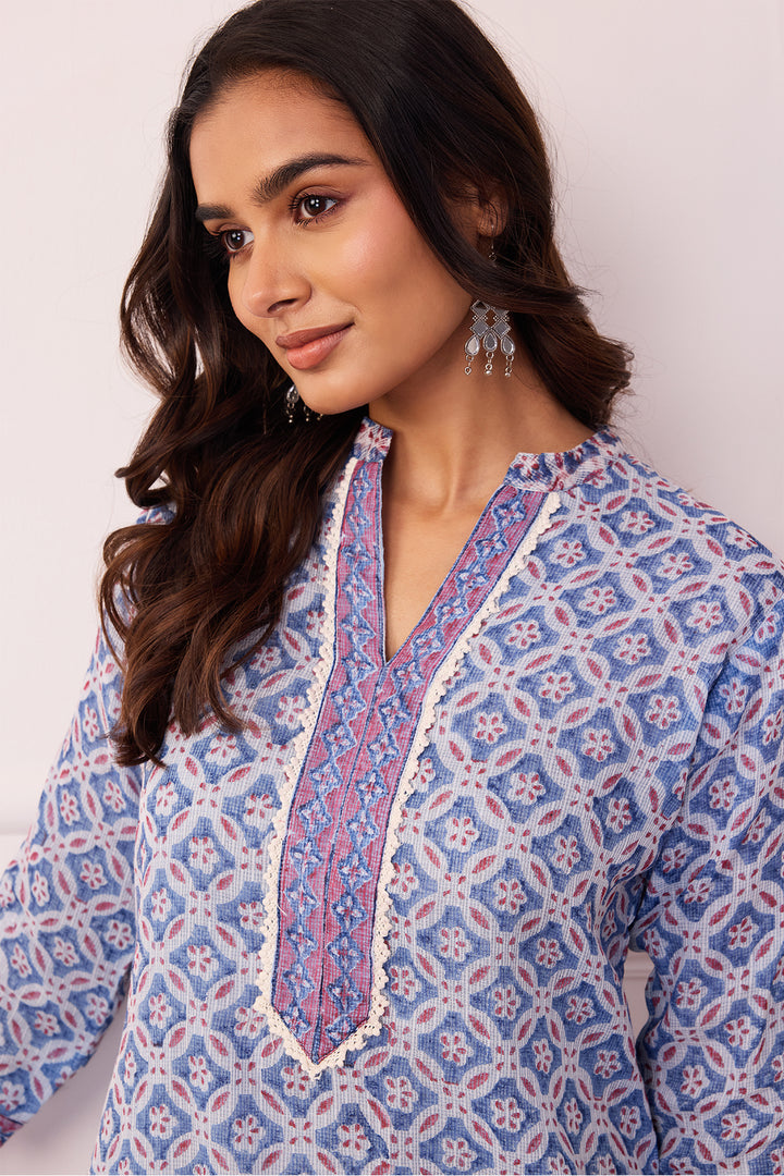 Sukoon Blue Jaal Kota Doria Set of 3