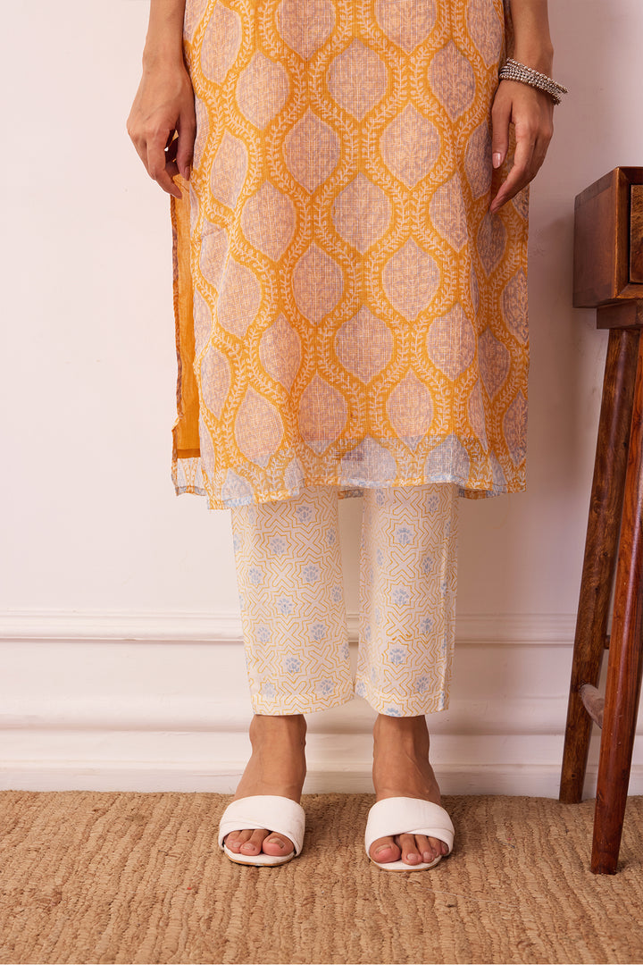 Sukoon Mustard Jaal Kota Doria Set of 3