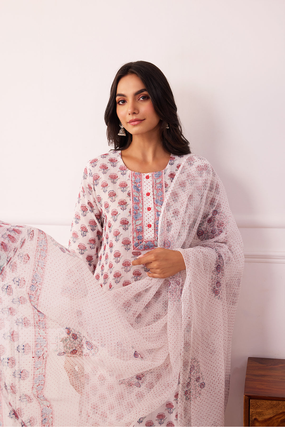 Sukoon White Booti Kota Doria Set of 3