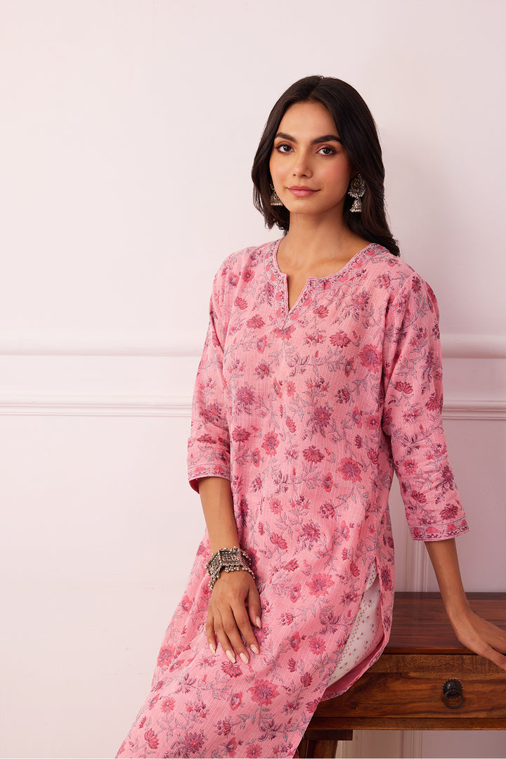 Sukoon Pink Jaal Kota Doria Set of 3