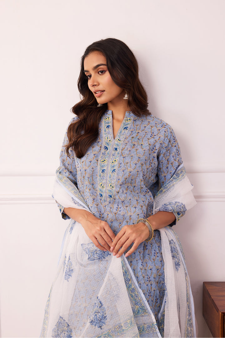Sukoon Blue Jaal Kota Doria Set of 3