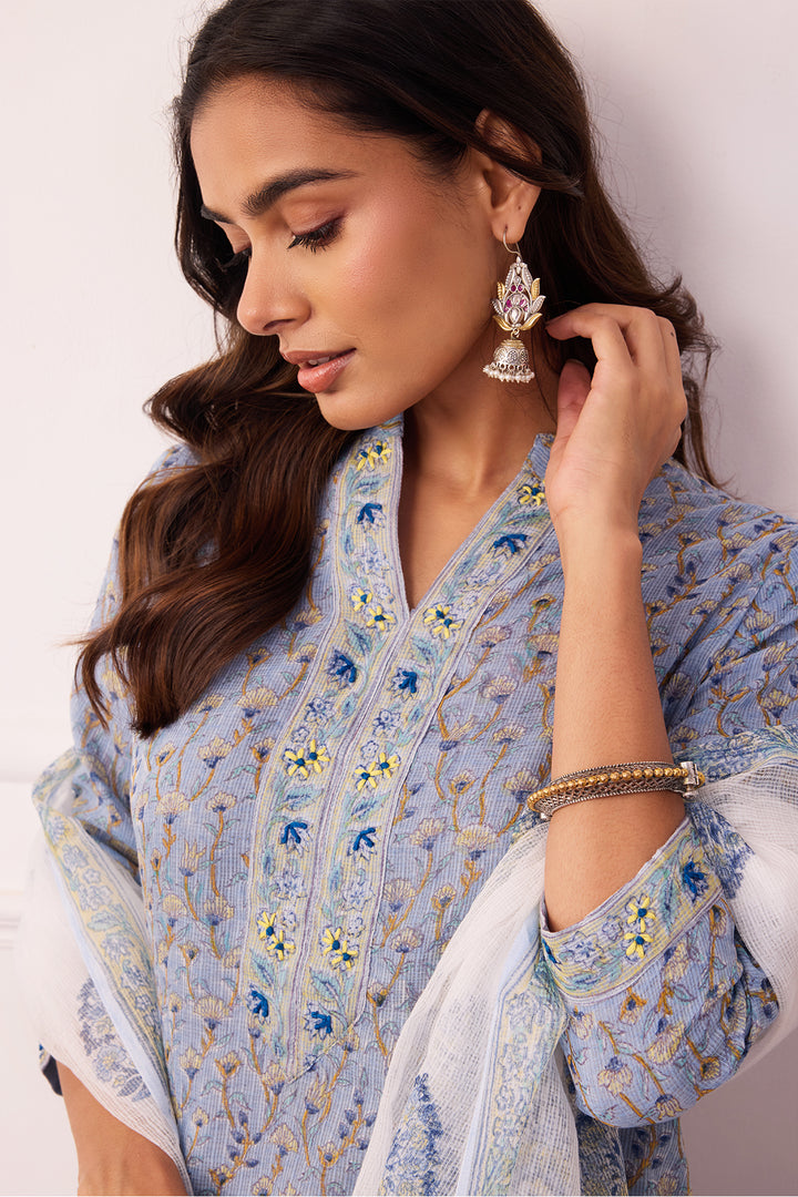 Sukoon Blue Jaal Kota Doria Set of 3