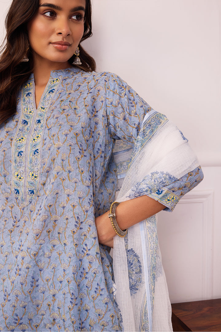 Sukoon Blue Jaal Kota Doria Set of 3