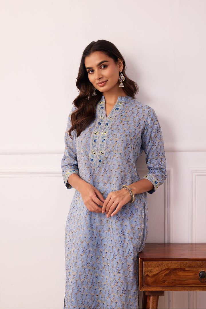 Sukoon Blue Jaal Kota Doria Set of 3