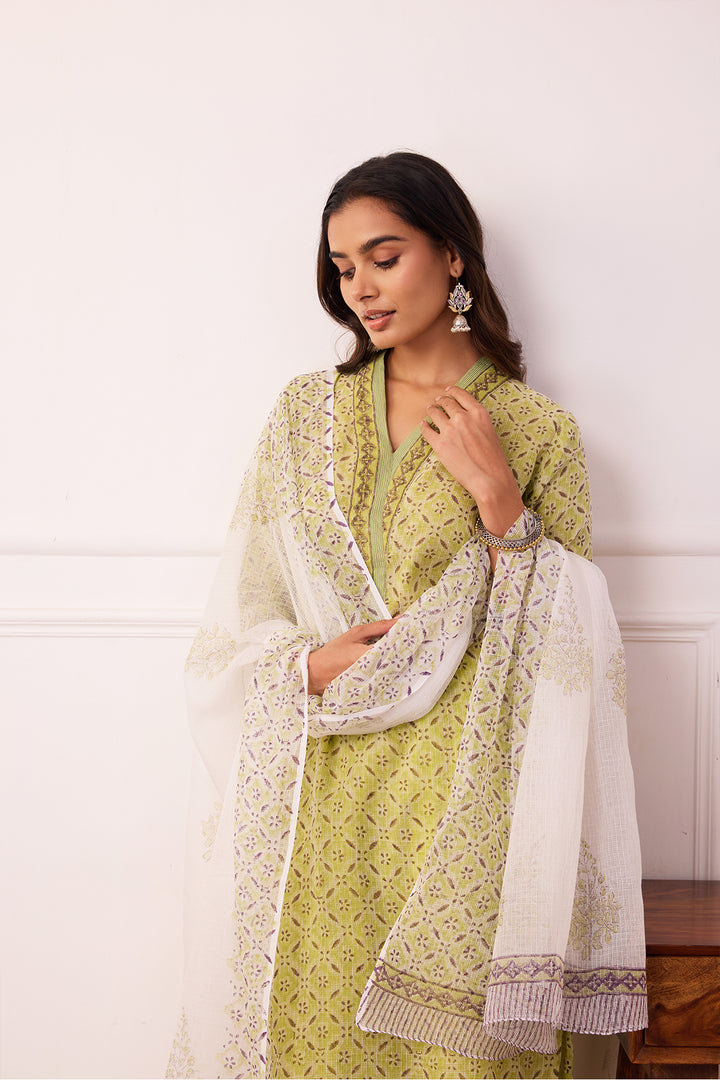 Sukoon Green Jaal Kota Doria Set of 3