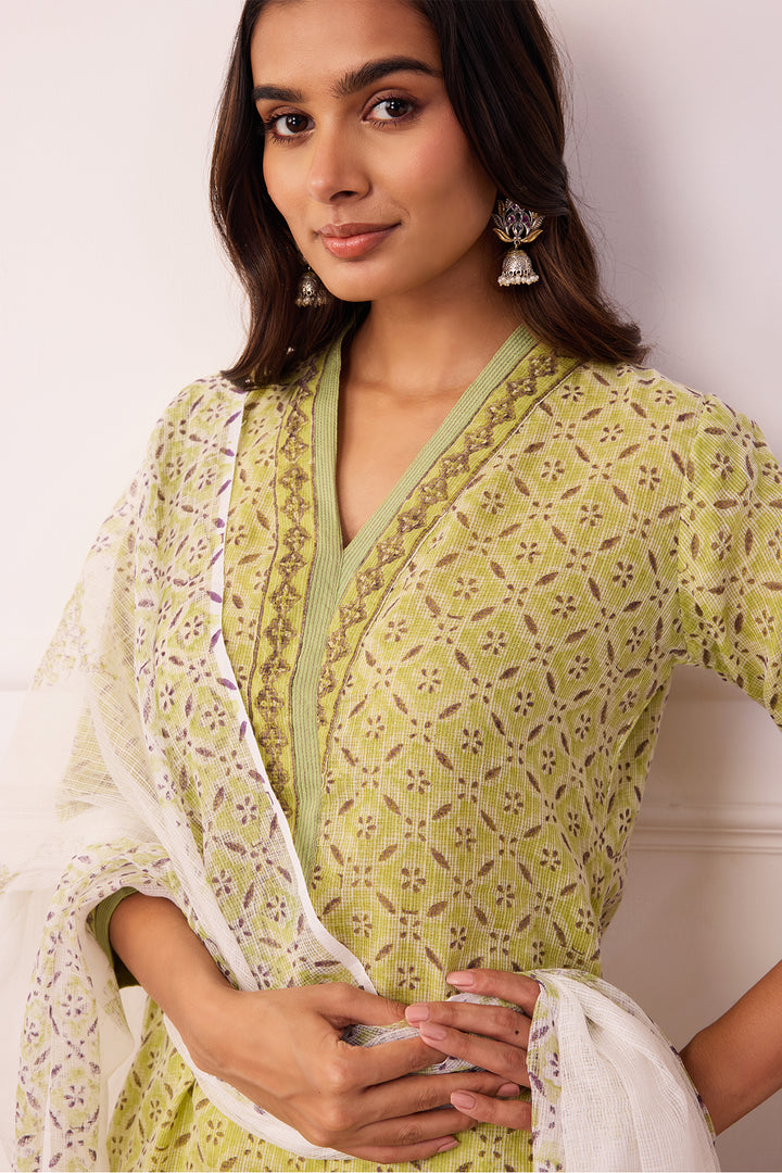 Sukoon Green Jaal Kota Doria Set of 3
