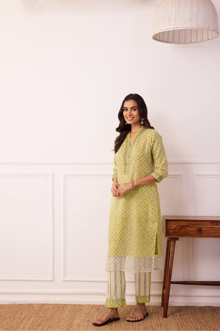 Sukoon Green Jaal Kota Doria Set of 3