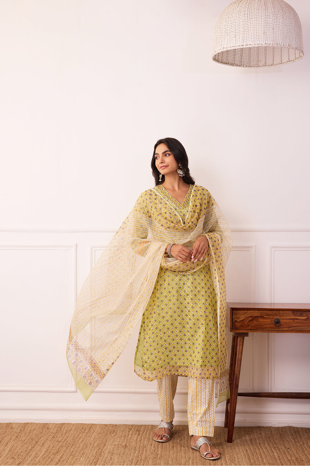 Sukoon Green Jaal Kota Doria Set of 3