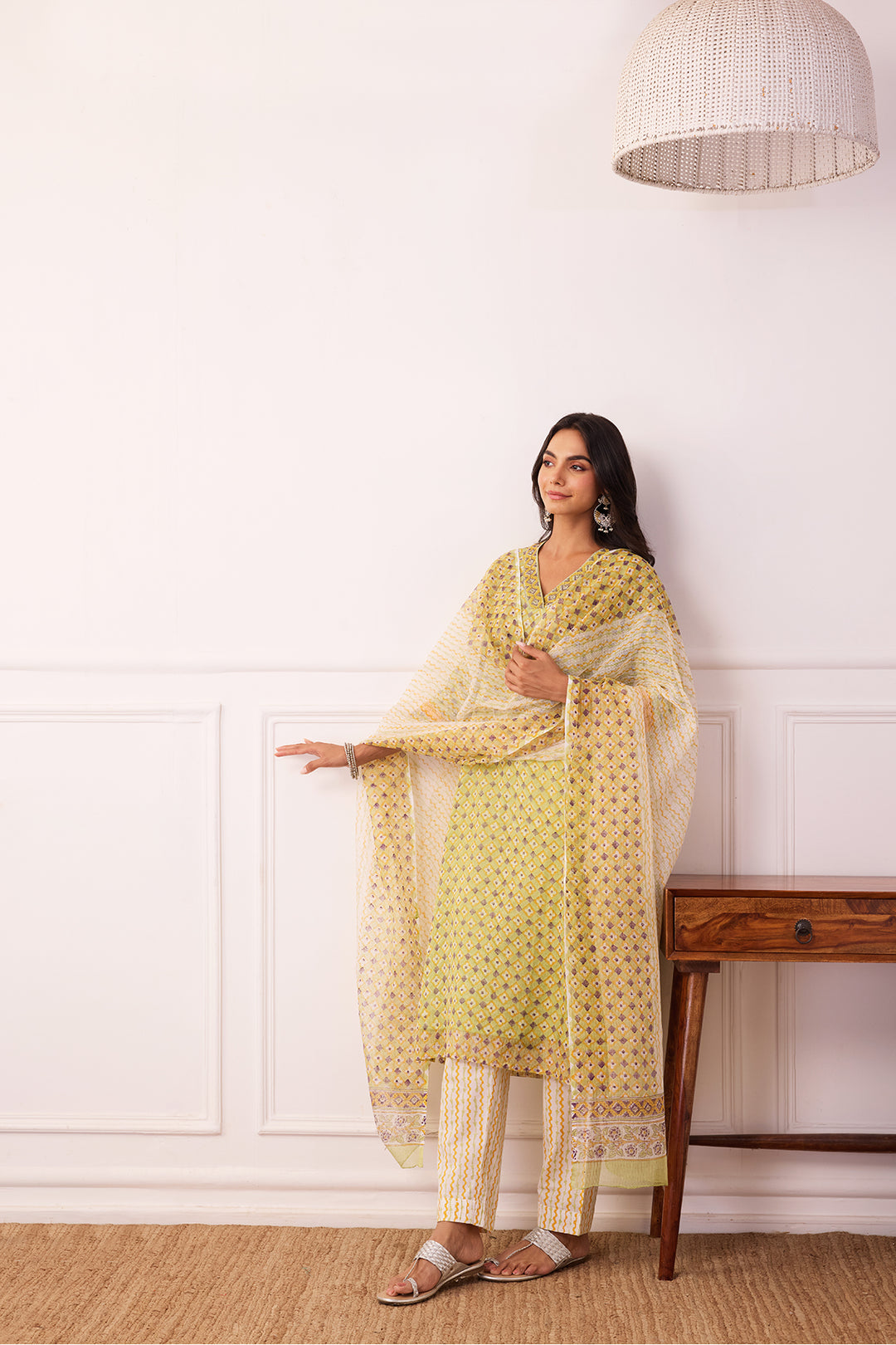 Sukoon Green Jaal Kota Doria Set of 3
