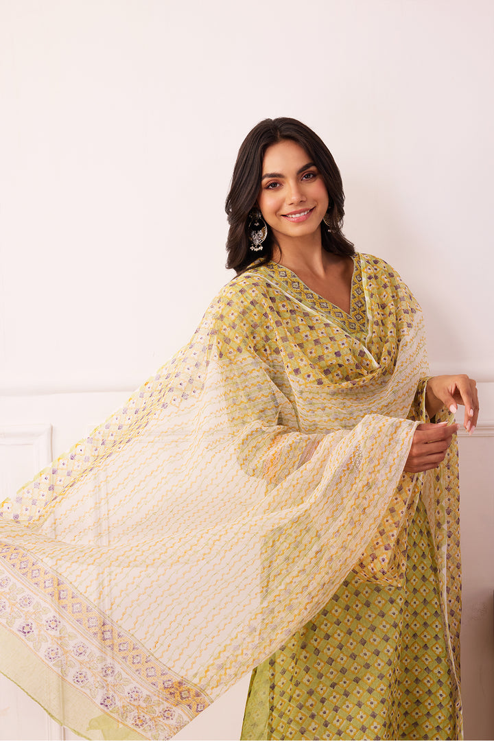 Sukoon Green Jaal Kota Doria Set of 3