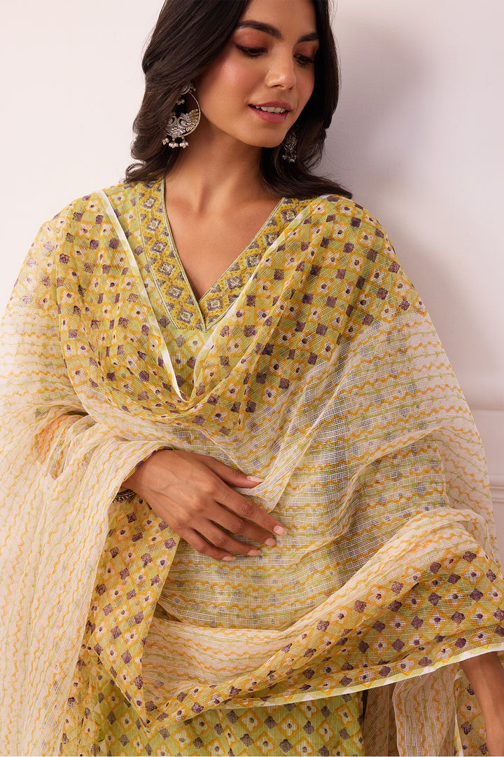 Sukoon Green Jaal Kota Doria Set of 3