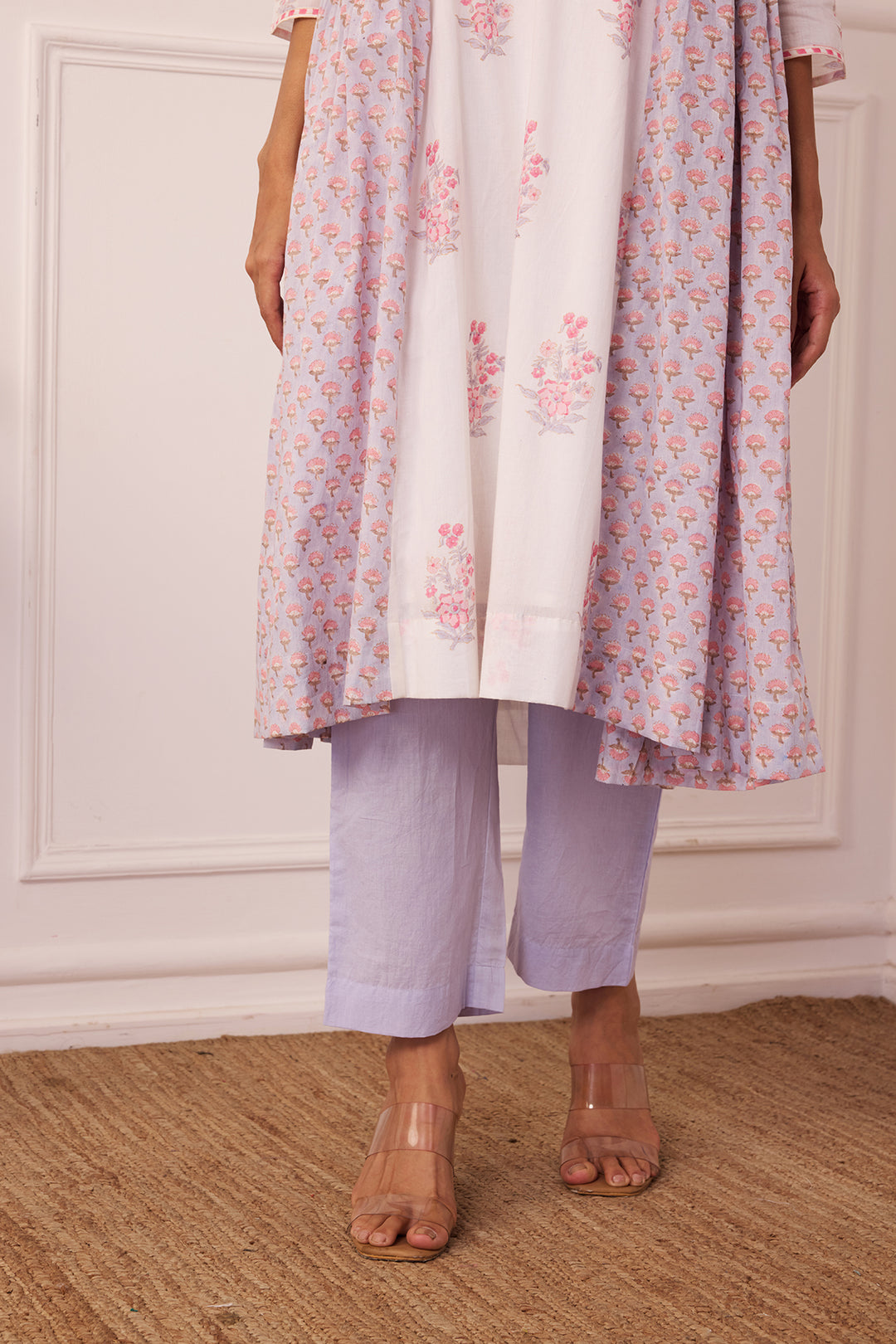 Ambarsariya White & Purple A-Line Suit Set of 3