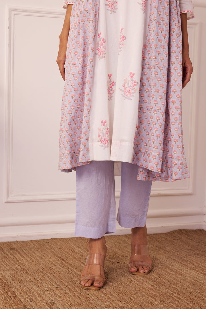 Ambarsariya White & Purple A-Line Suit Set of 3
