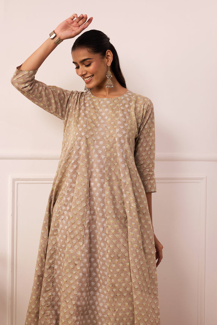 Ambarsariya Brown Anarkali Suit Set of 3