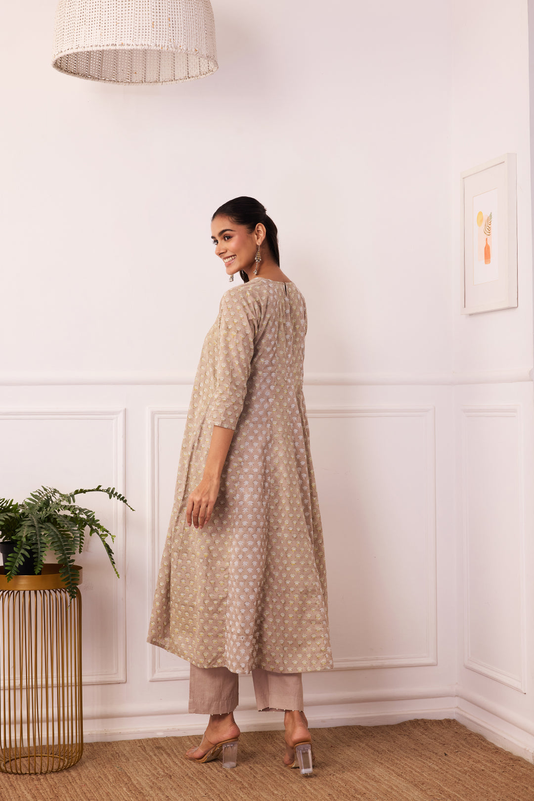 Ambarsariya Brown Anarkali Suit Set of 3