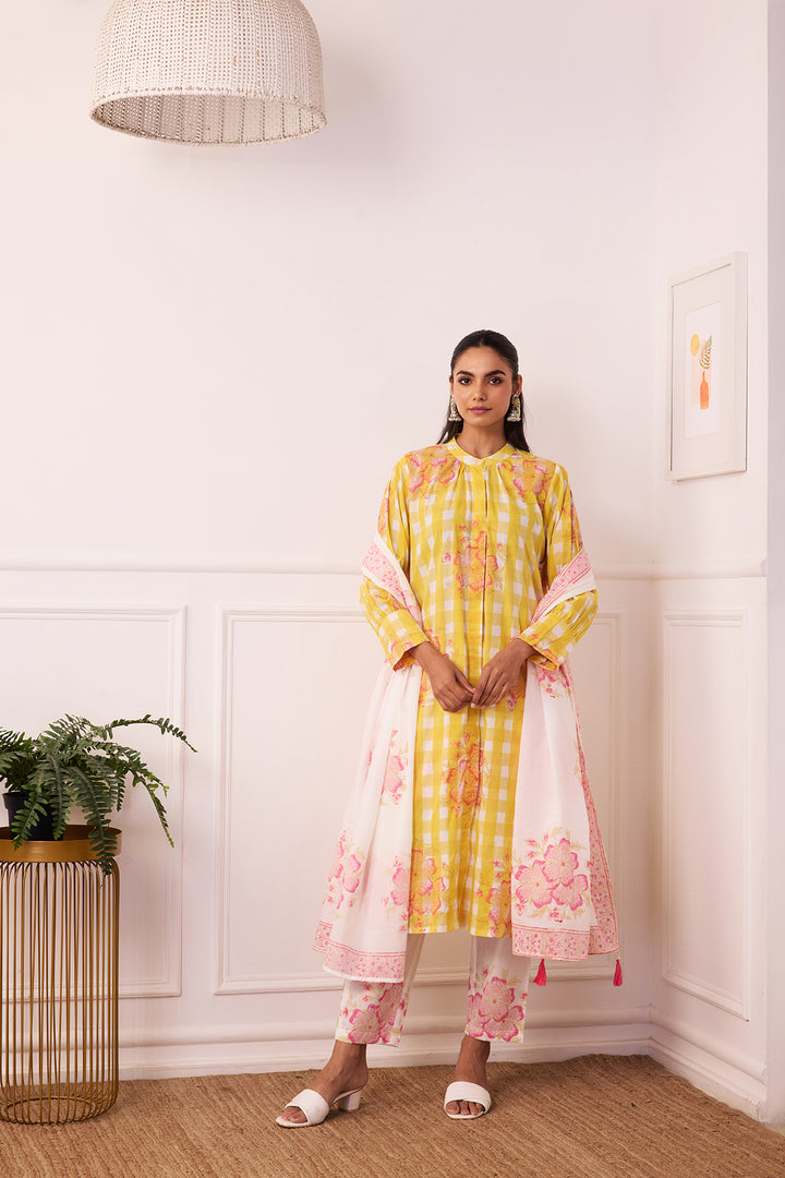 Ambarsariya Yellow A-Line Suit Set of 3