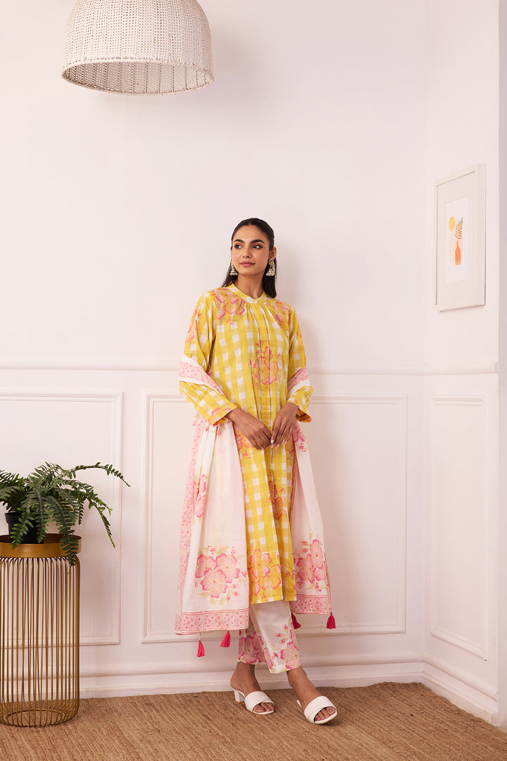 Ambarsariya Yellow A-Line Suit Set of 3