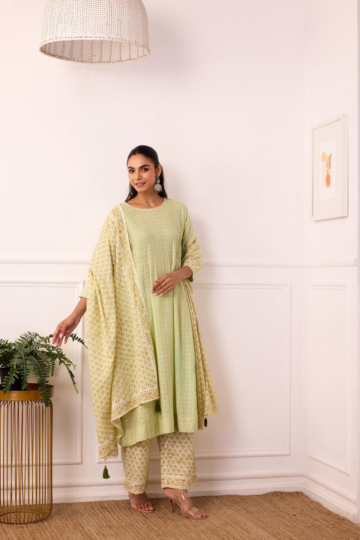 Ambarsariya Green A-Line Suit Set of 3