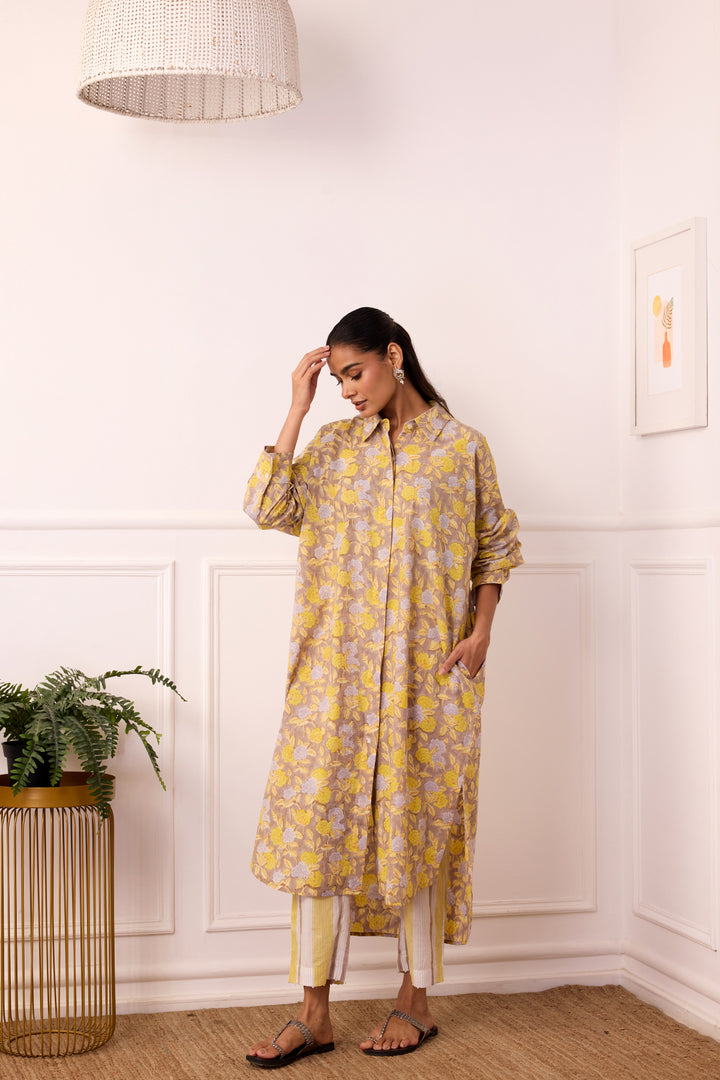 Ambarsariya Brown Long Shirt & Pant Set of 2