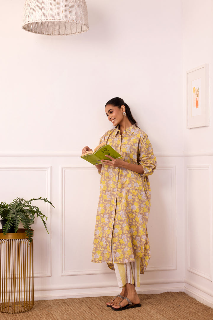 Ambarsariya Brown Long Shirt & Pant Set of 2