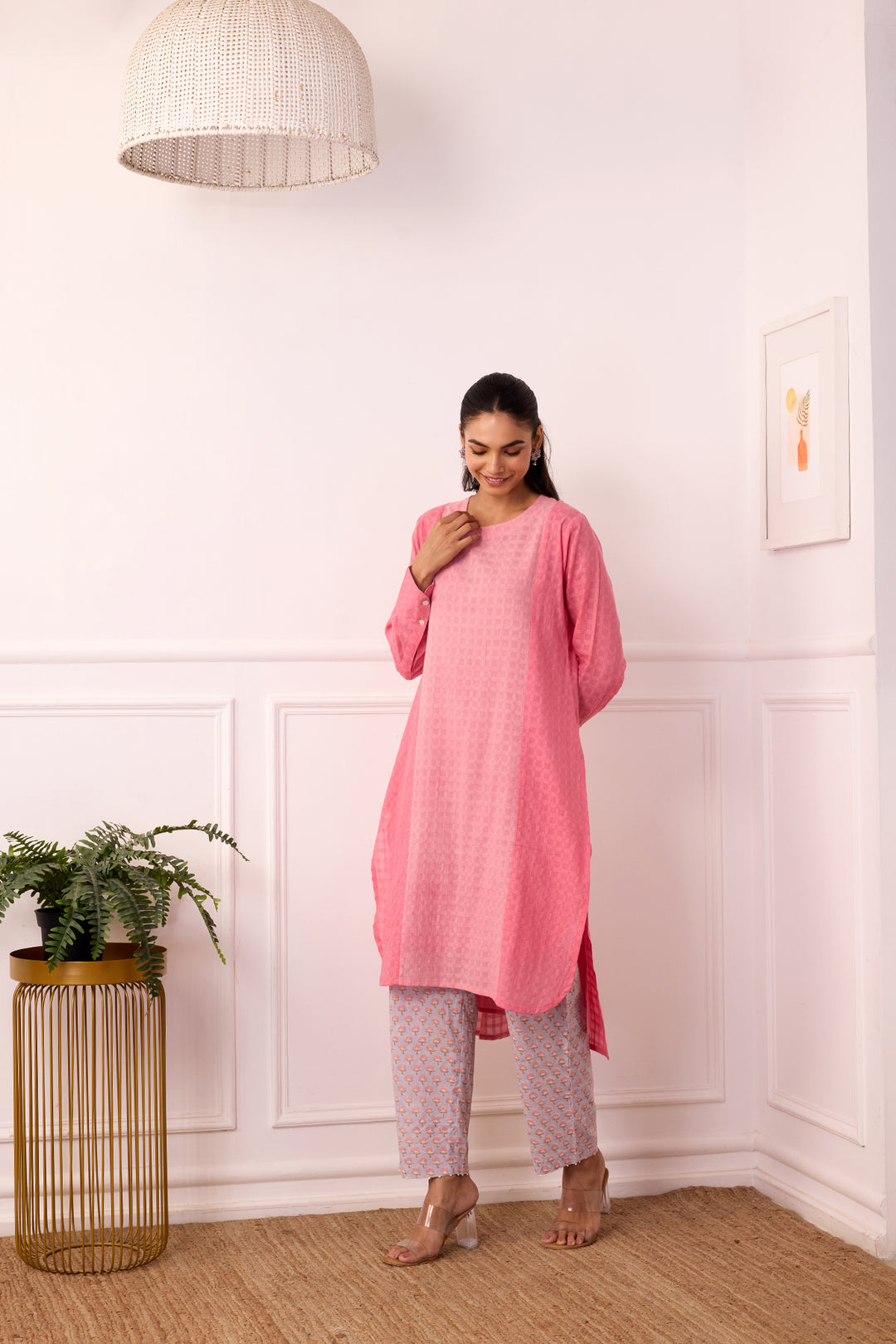 Ambarsariya Pink Long Kurta & Pant Set of 2