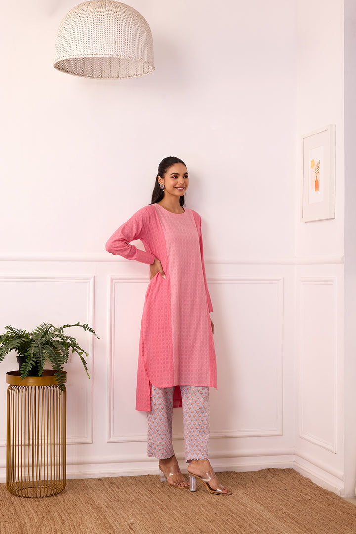 Ambarsariya Pink Long Kurta & Pant Set of 2