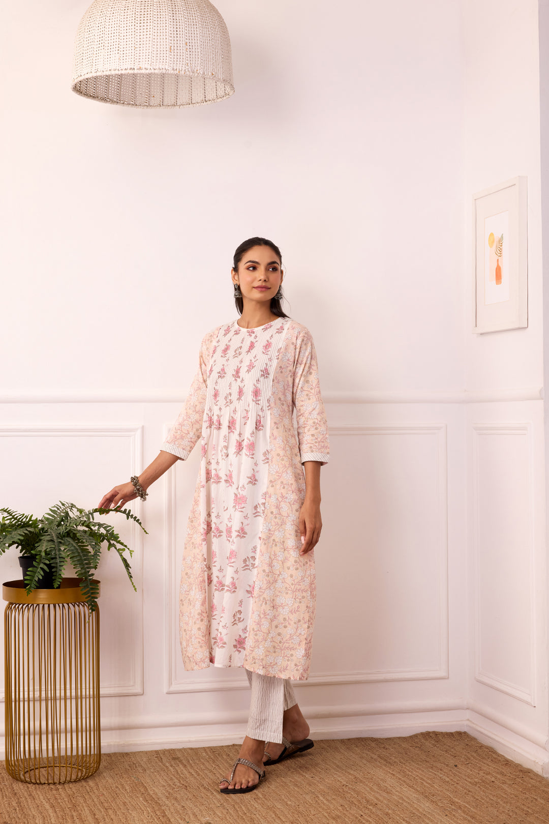 Ambarsariya Peach A-LIne Kurta & Pant Set of 2