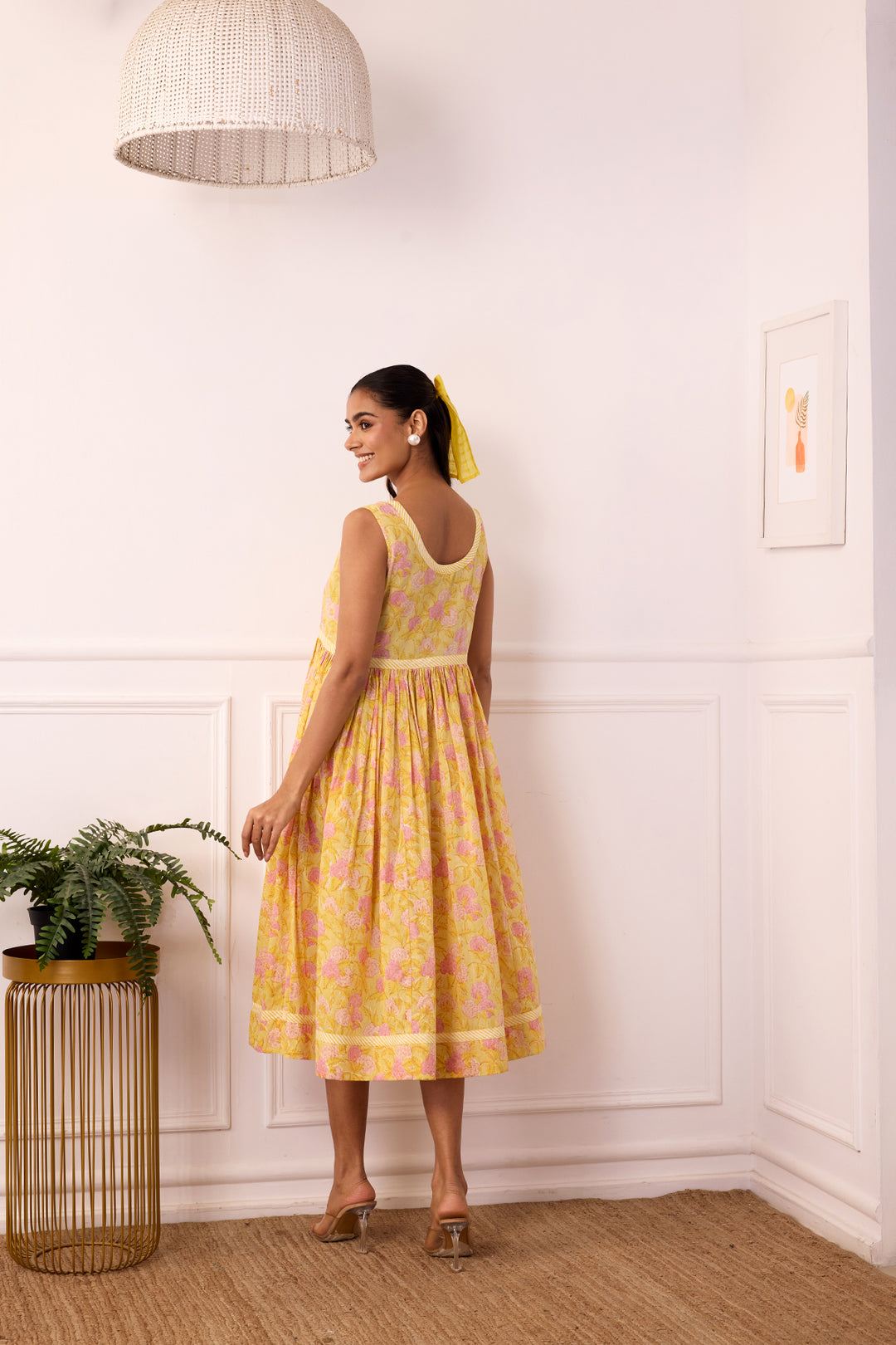 Ambarsariya Yellow Sleeve Less Dress