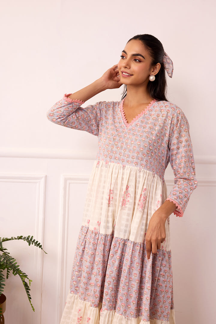 Ambarsariya Peach Tier Dress