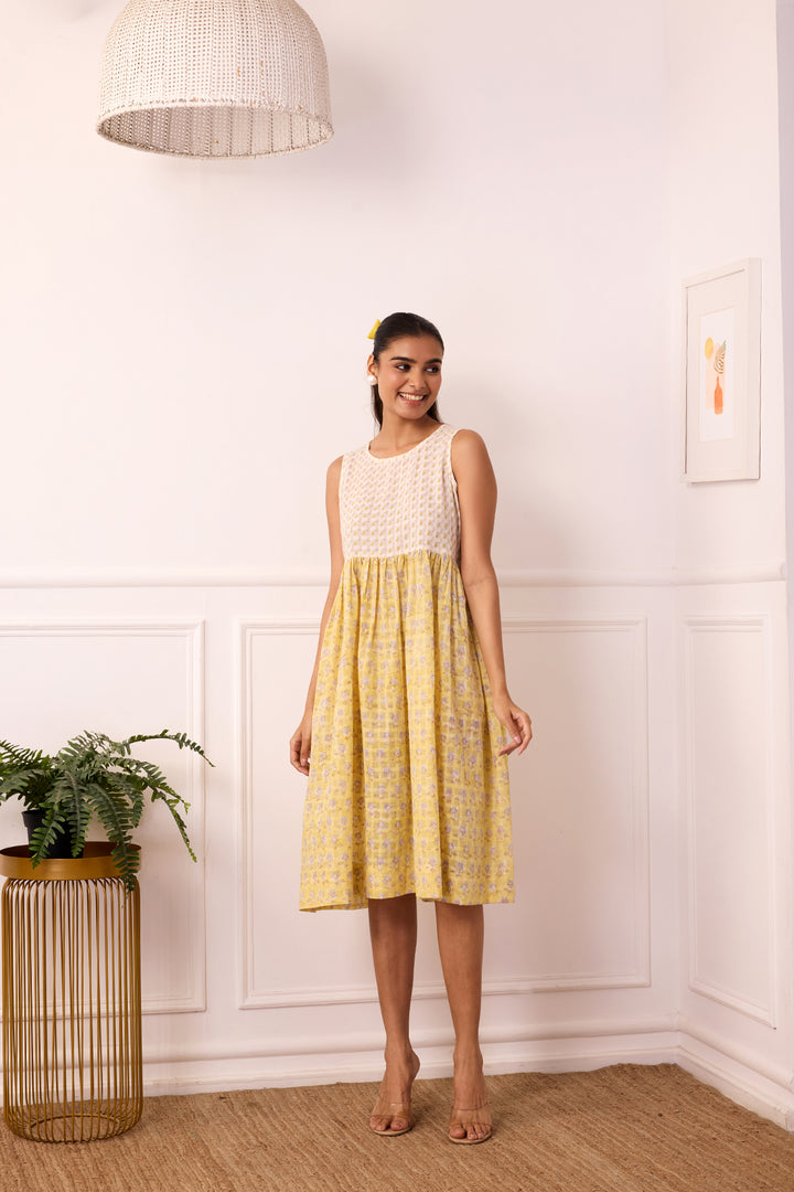 Ambarsariya Yellow Sleeve Less Dress