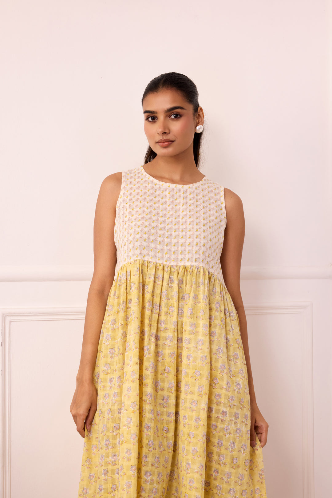 Ambarsariya Yellow Sleeve Less Dress