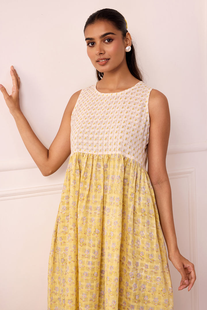 Ambarsariya Yellow Sleeve Less Dress