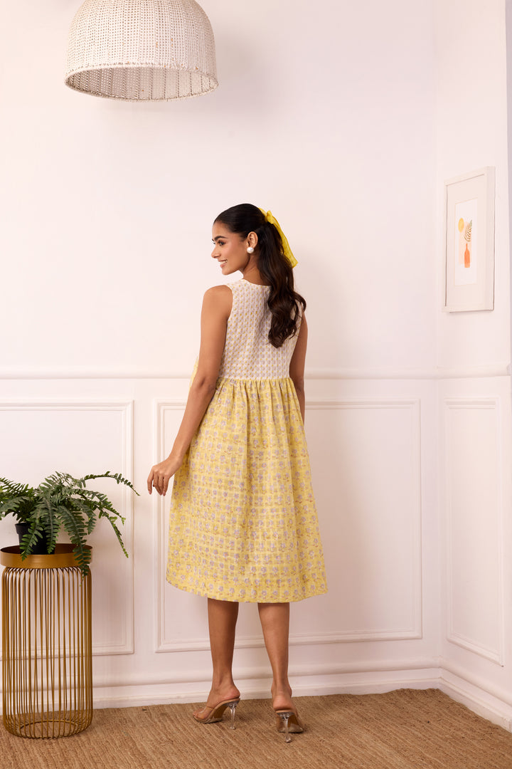 Ambarsariya Yellow Sleeve Less Dress