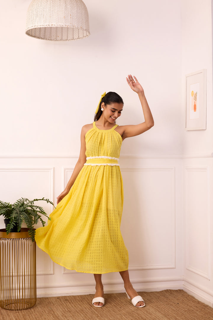 Ambarsariya Yellow Sleeve Less Dress