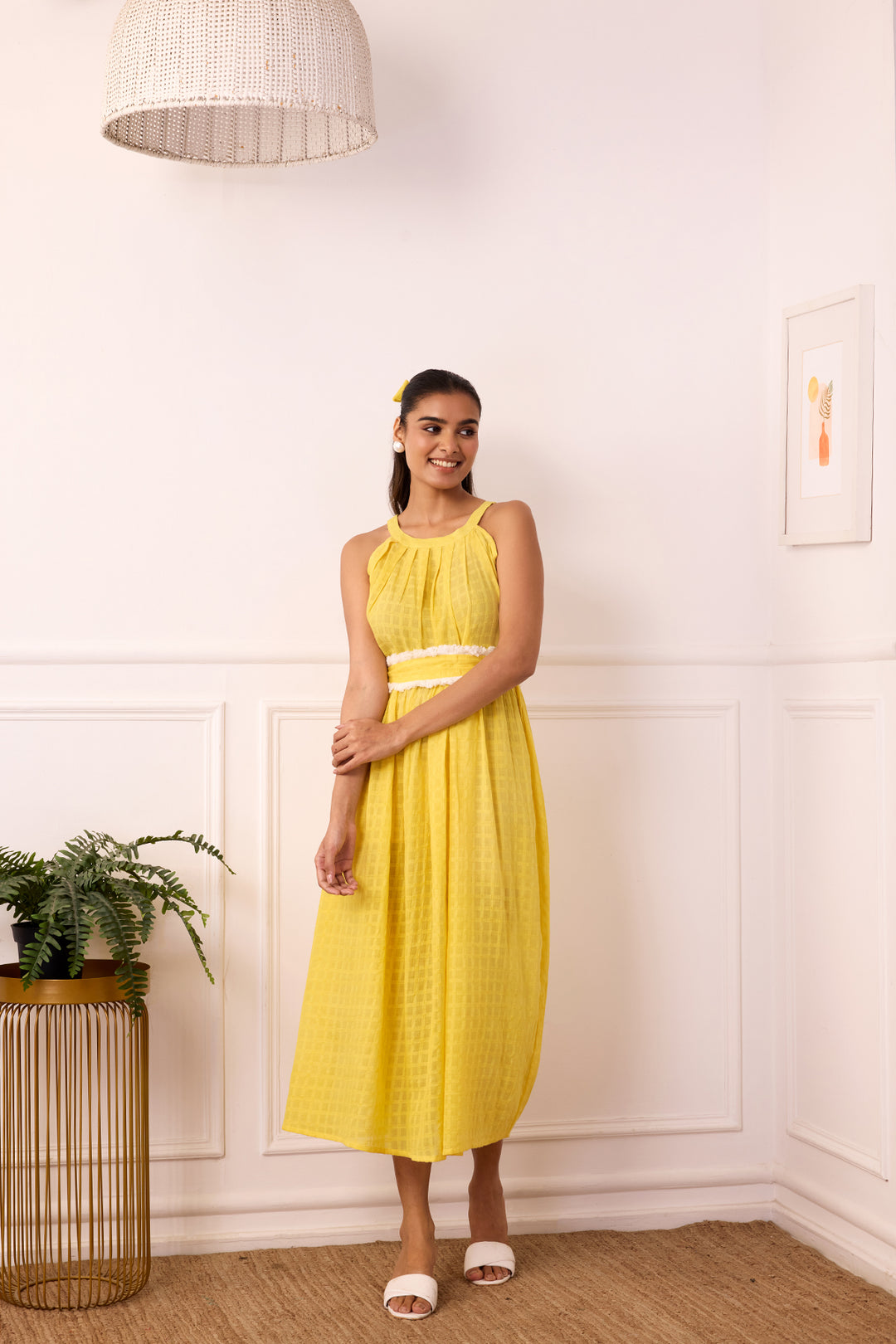 Ambarsariya Yellow Sleeve Less Dress