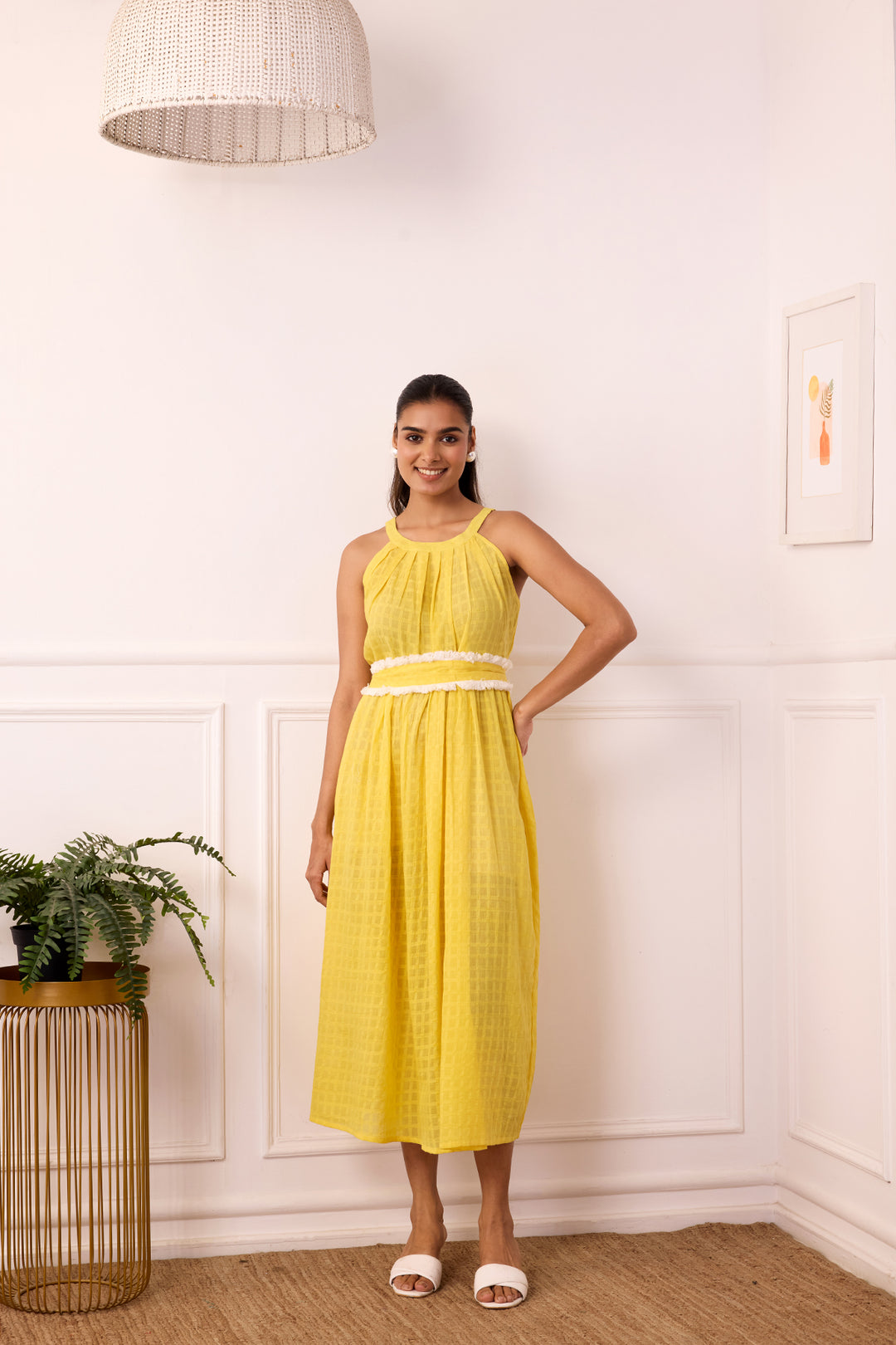 Ambarsariya Yellow Sleeve Less Dress