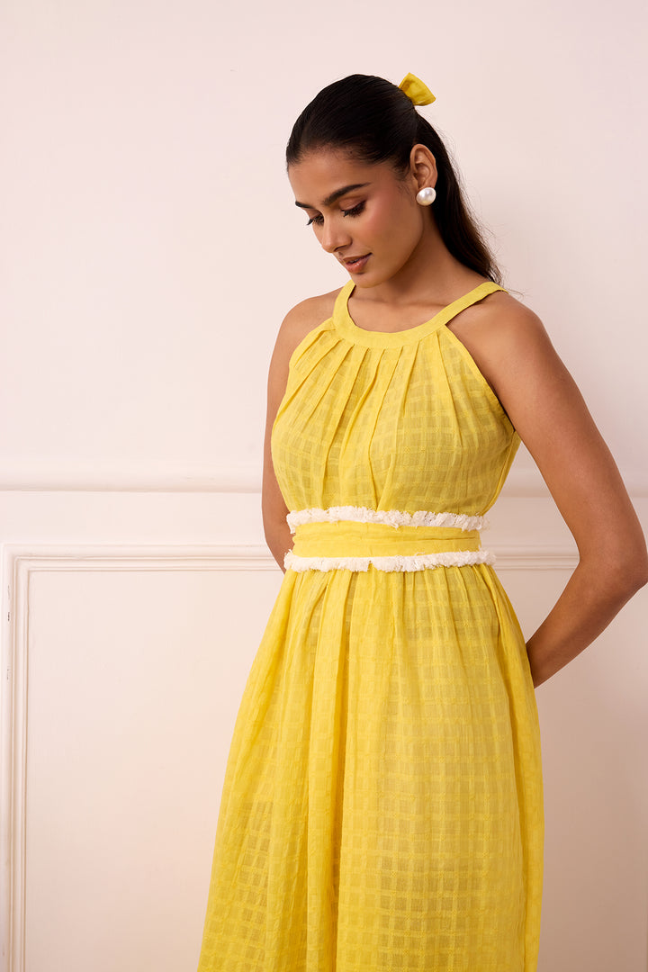 Ambarsariya Yellow Sleeve Less Dress