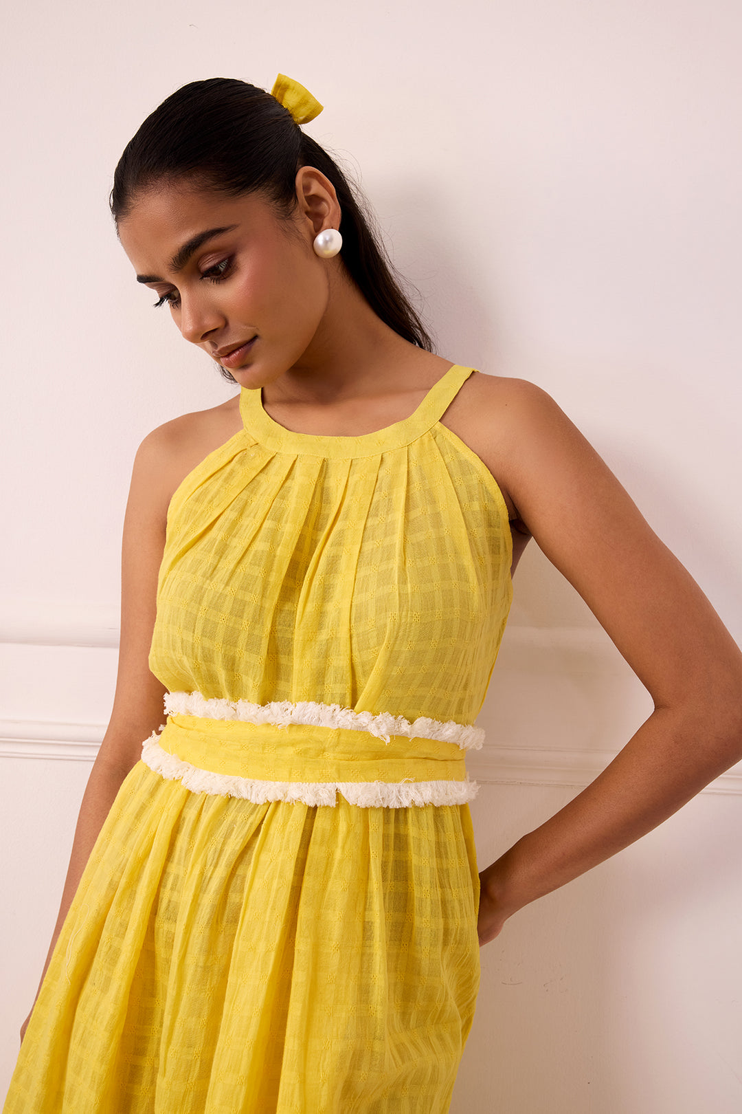 Ambarsariya Yellow Sleeve Less Dress