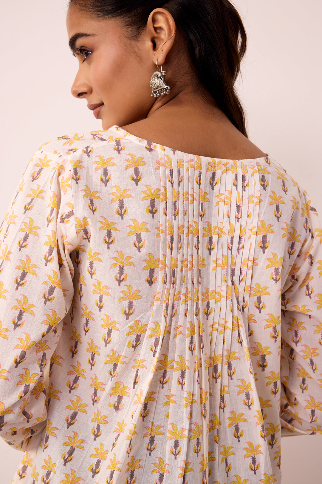 Ambarsariya White & Yellow Cotton Top