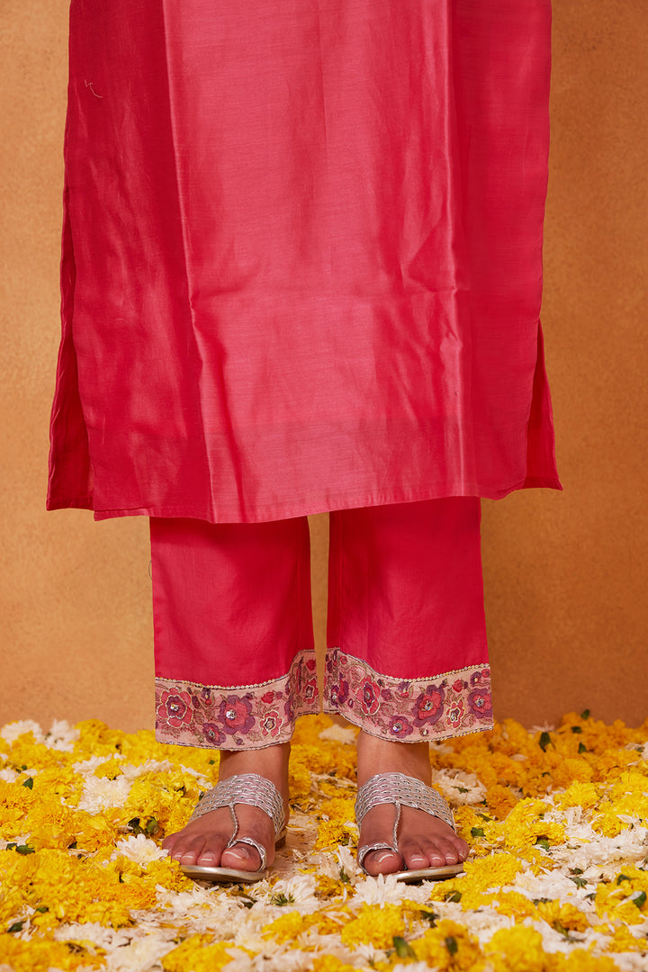 Jharokha Pink Chanderi Suit Set of 3