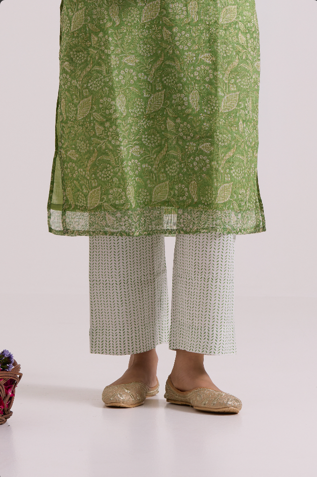 फूलWARI Lime Green Kota Doria Set of 3