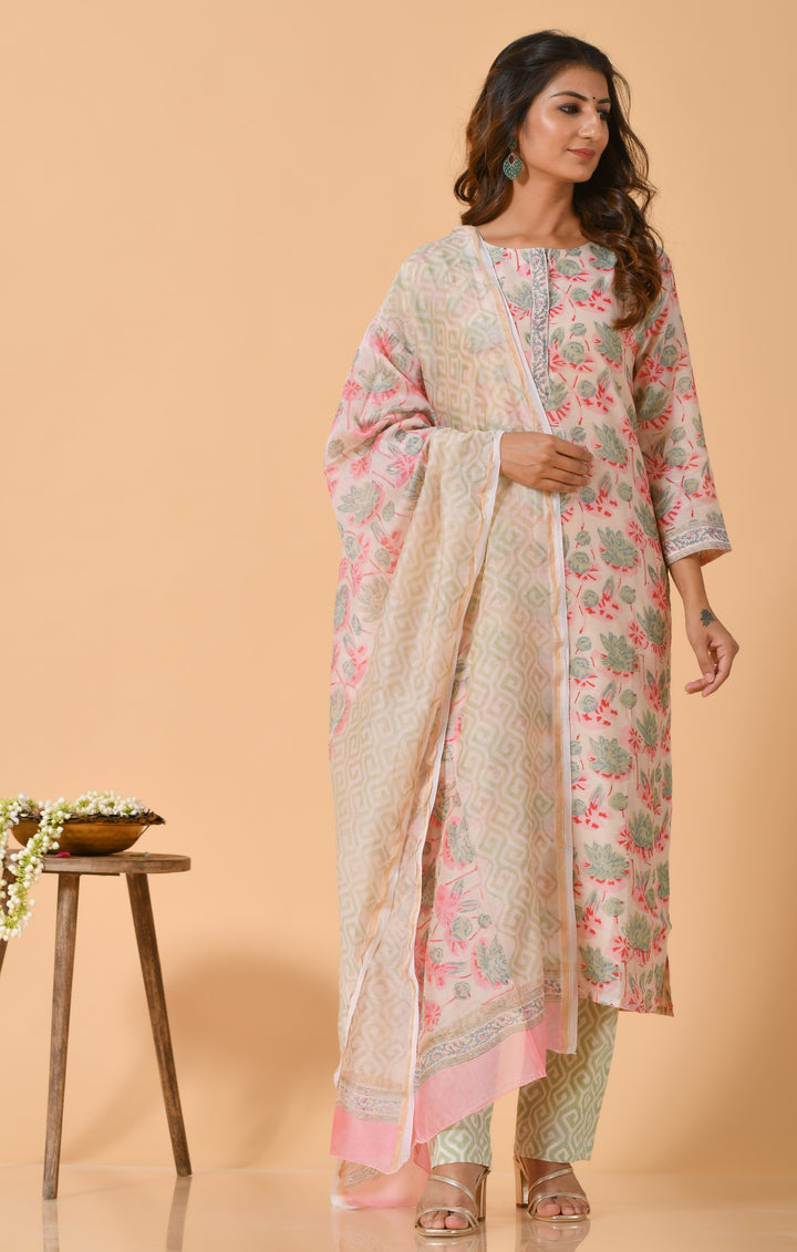 Falak Lotas Pink Chanderi Dupatta