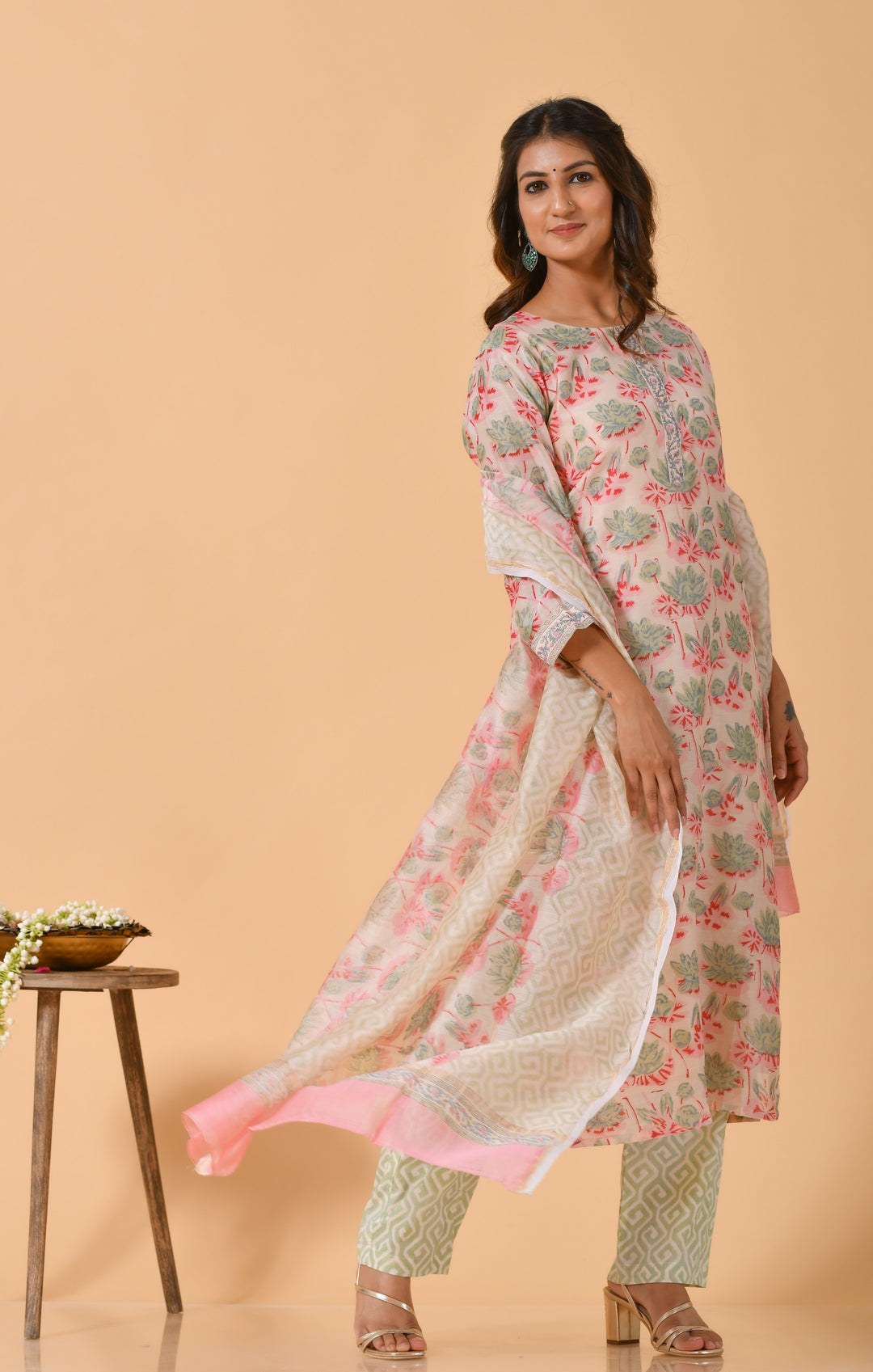 Falak Lotas Pink Chanderi Dupatta