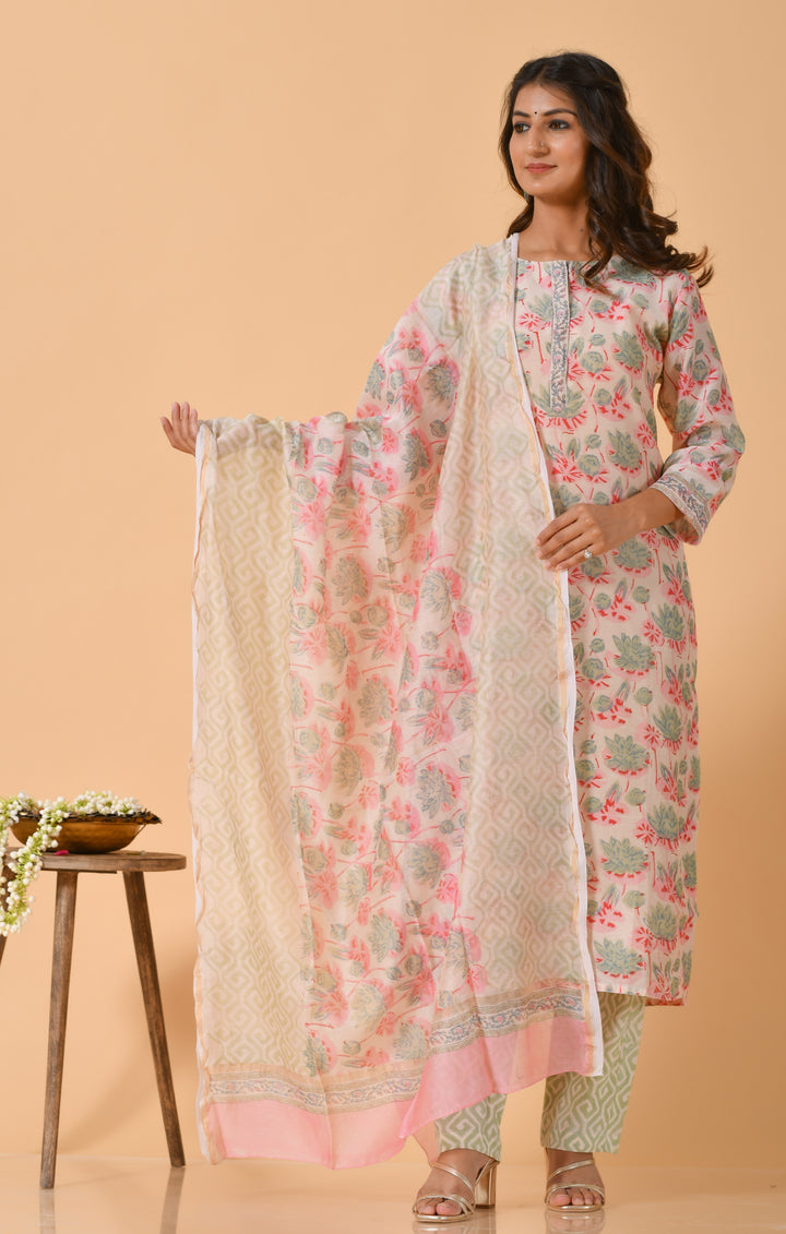 Falak Lotas Pink Chanderi Dupatta