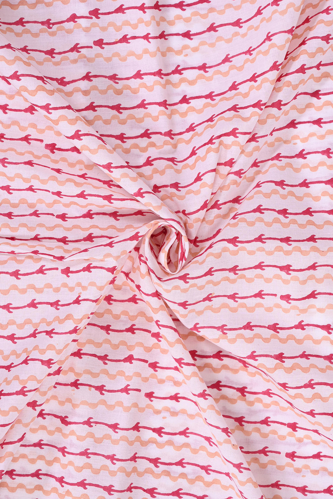 Pink geometric Hand Block Cotton Fabric