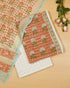 Authentic Peach & Turquoise hand block printed chanderi suit with chanderi dupatta