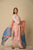 Peach & Blue Hand Block Printed Cotton Kurta White Pant and Lace Chiffon Dyed Dupatta
